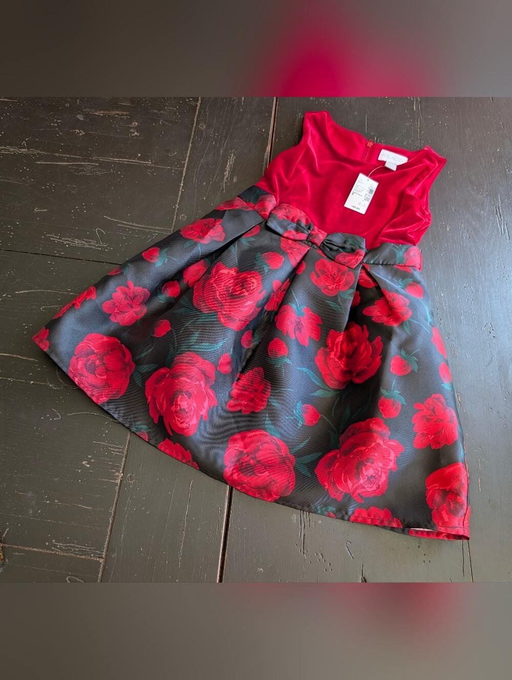 Children's Place Berry Jam Velour & Satin-Like Holiday Dress NWT Fairycore Sze 5